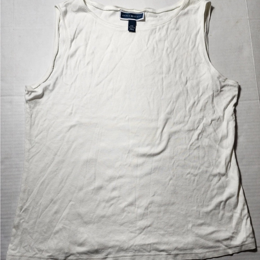 Karen Scott Sleeveless White Muscle Tee